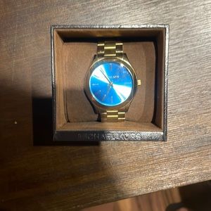 Michael Kors gold watch with blue face